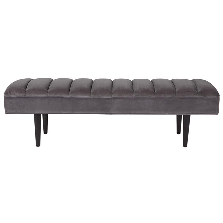 Central Park Panelled Bench Ottoman - Charcoal Velvet
