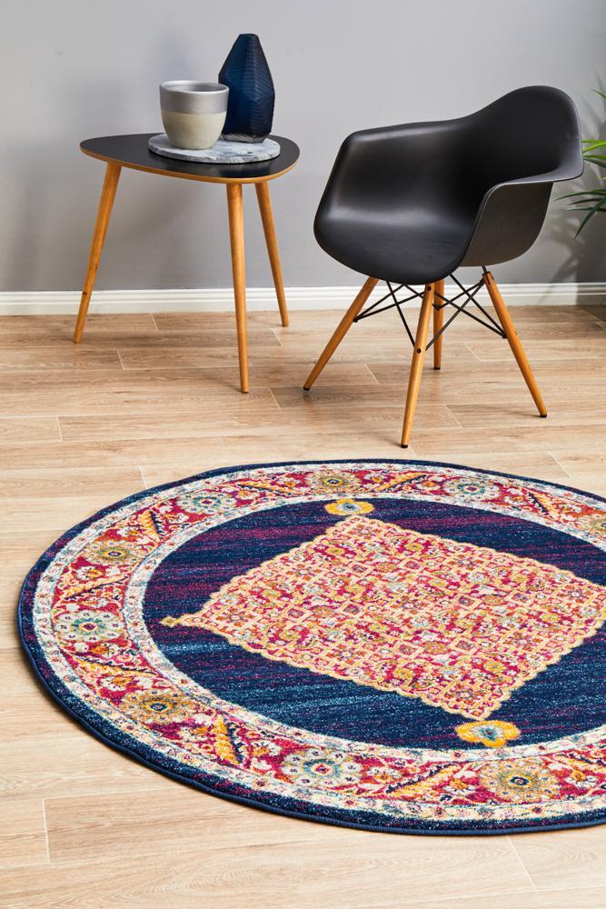 Century 966 Royal Blue Round Rug 200X200CM