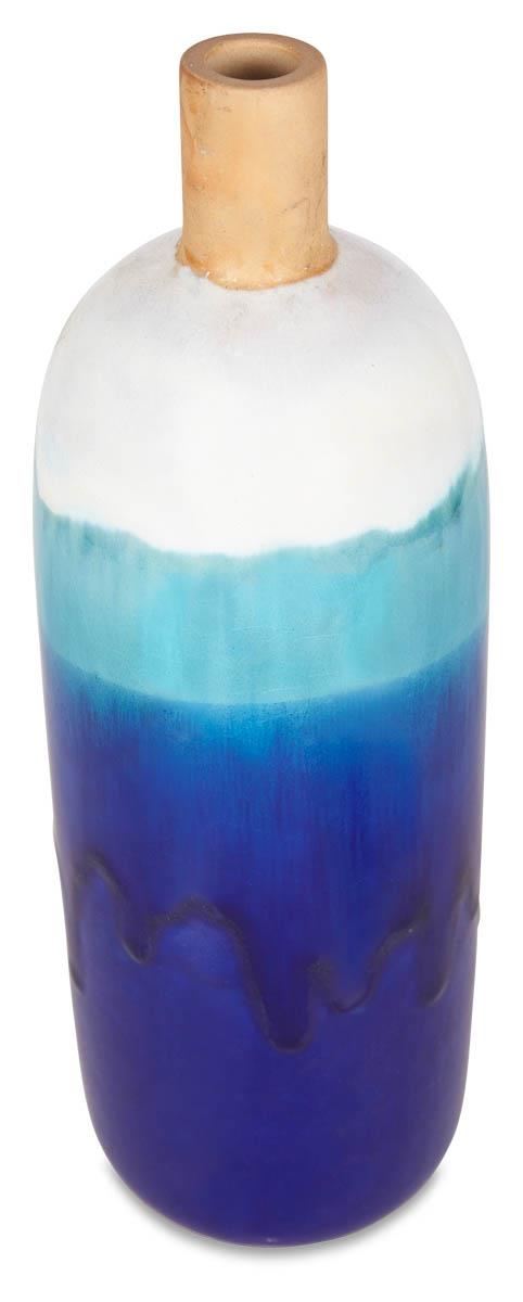 Ceramic Azure Glazed Vase Small - Blue/Natural