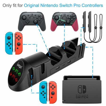 Charger Station for Nintendo Switch Joy-Cons Pro Controllers with USB 2.0 Plug and USB 2.0 Ports