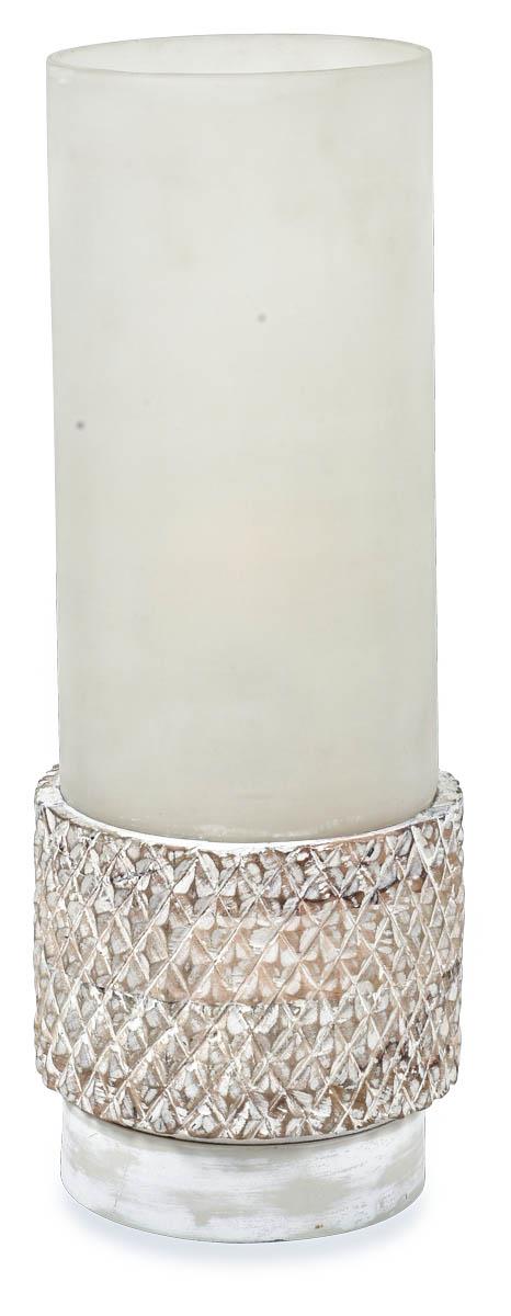 Chateau Accent Frosted Glass And Wood Table Lamp  - White/Natural