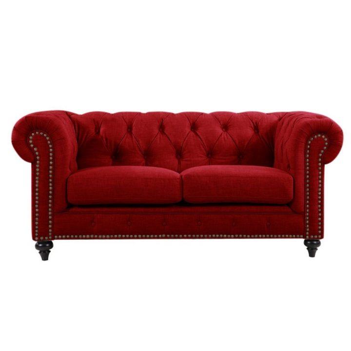 Chesterfield 2 Seater Lounge Velluto Lue Red 79H