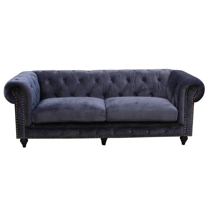 Chesterfield 3 Seater Lounge Velluto Lue Slate Velvet