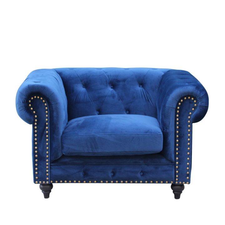 Chesterfield Arm Chair Velluto Lu - Blue