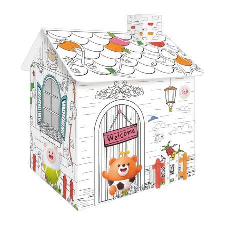 Children Drawing Toy Graffiti Assembly House Model DIY 3D Paper Puzzle with waterpens - #3 dream house
