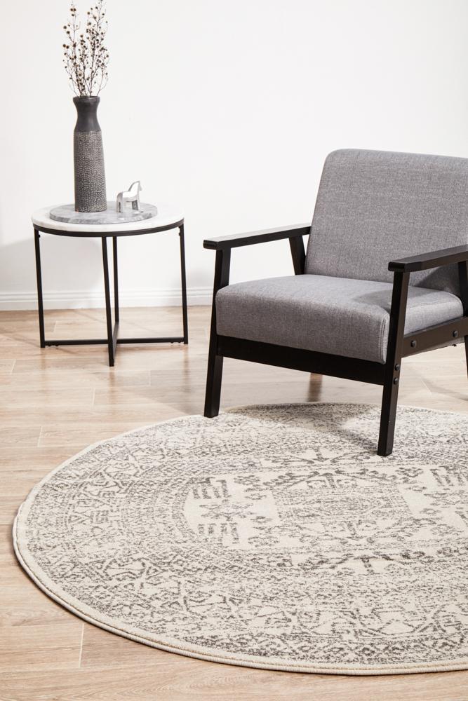 Chrome Addison Silver Round Rug - 240X240CM