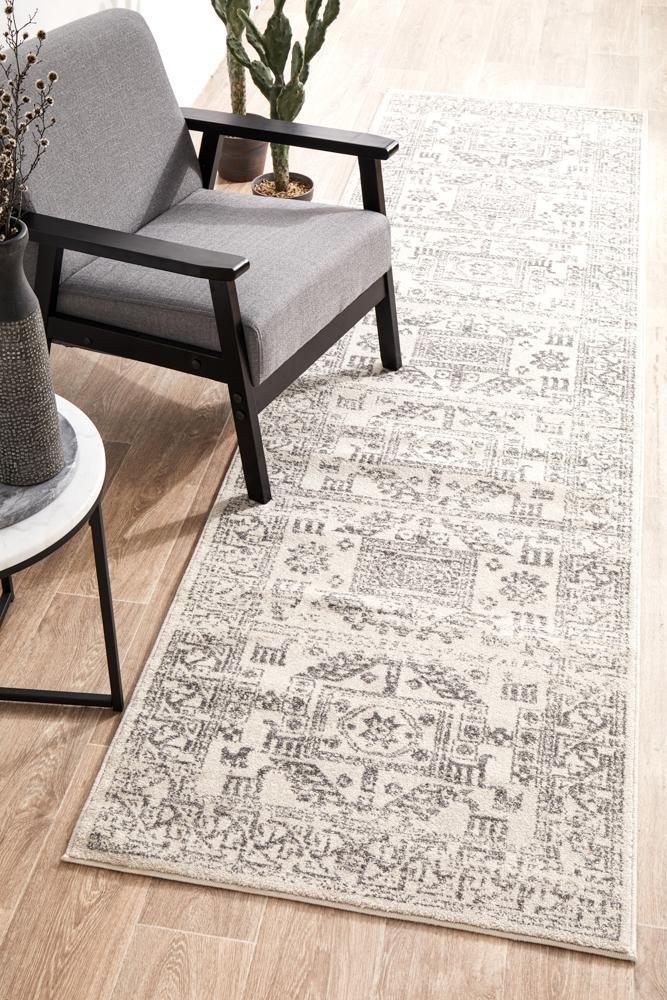 Chrome Addison Silver Runner Rug - 400X80CM