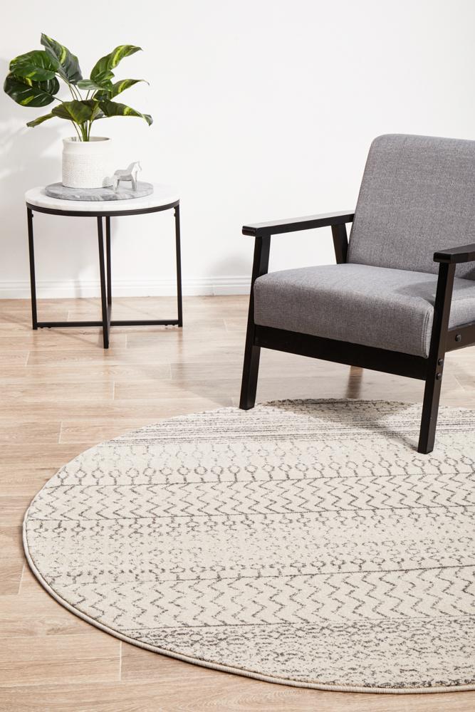 Chrome Harper Silver Round Rug - 200X200CM