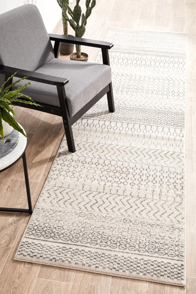 Chrome Harper Silver Runner Rug - 300X80CM