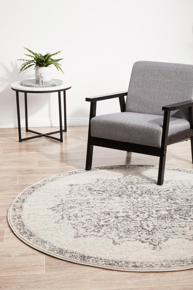 Chrome Rita Silver Round Rug - 240X240CM