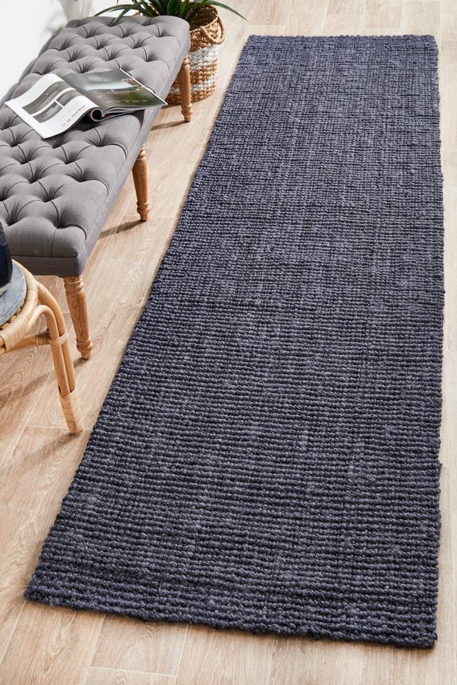 Chunky Natural Fiber Barker Navy Runner 400x80cm
