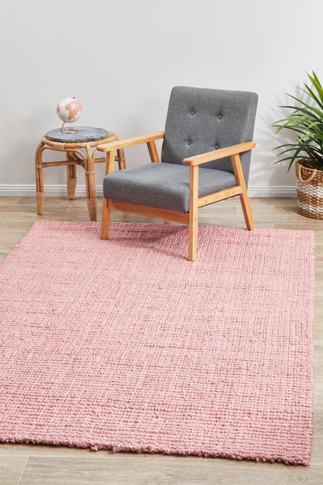 Chunky Natural Fiber Barker Pink Rug 220x150cm