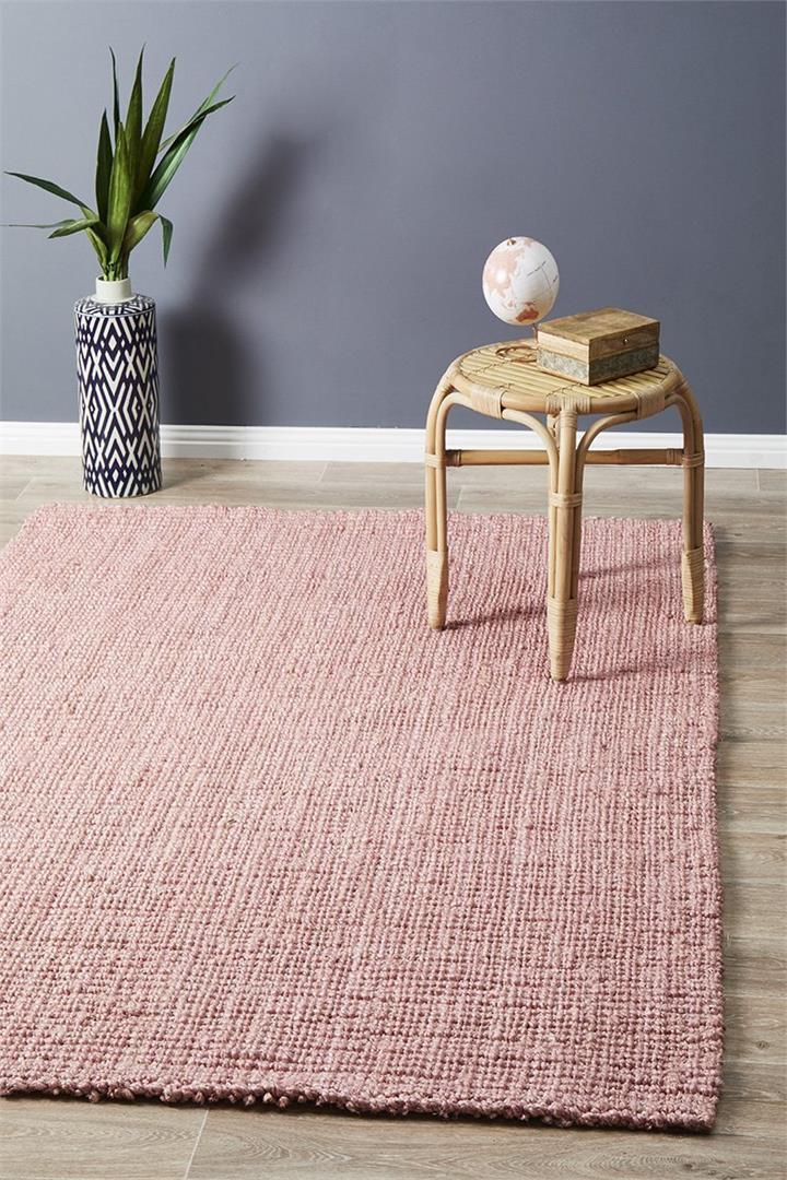Chunky Natural Fiber Barker Pink Rug 270x180cm