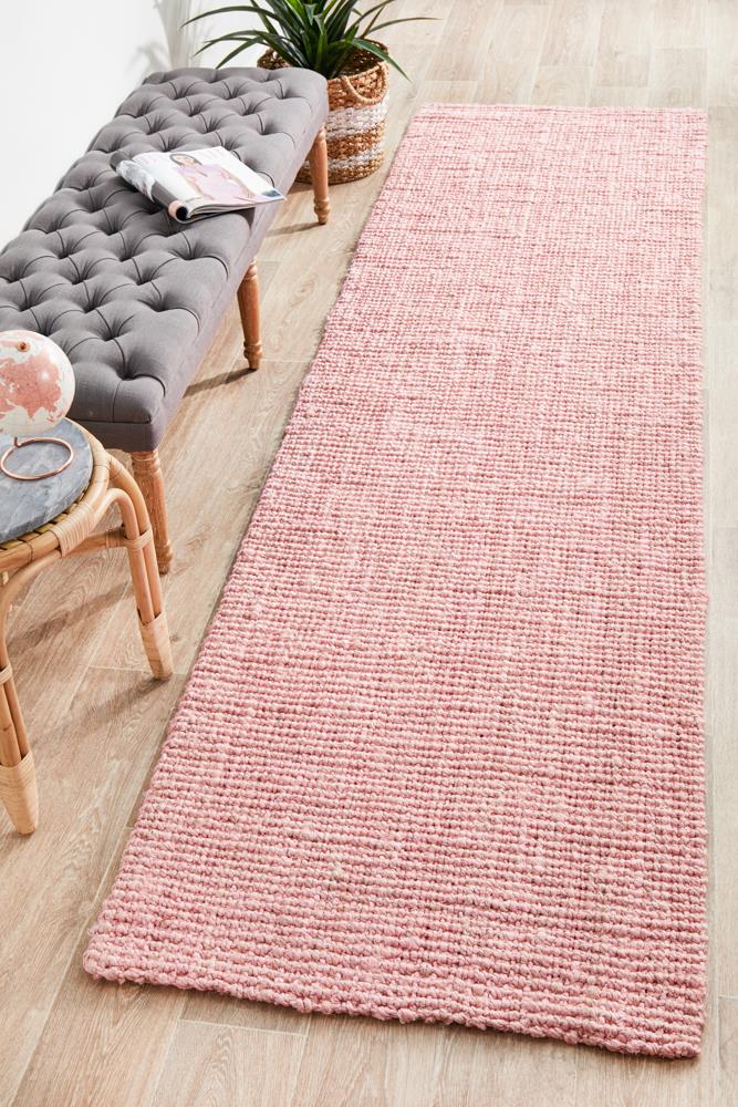 Chunky Natural Fiber Barker Pink Runner 400x80cm