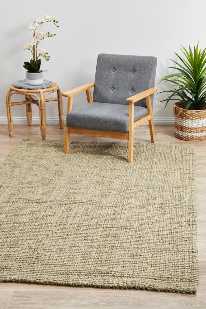 Chunky Natural Fiber Barker Platinum Rug 270x180cm