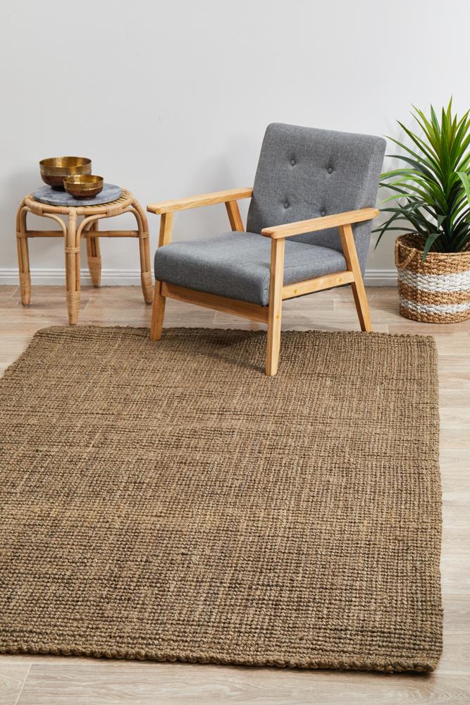 Chunky Natural Fiber Barker Silver Rug 270x180cm