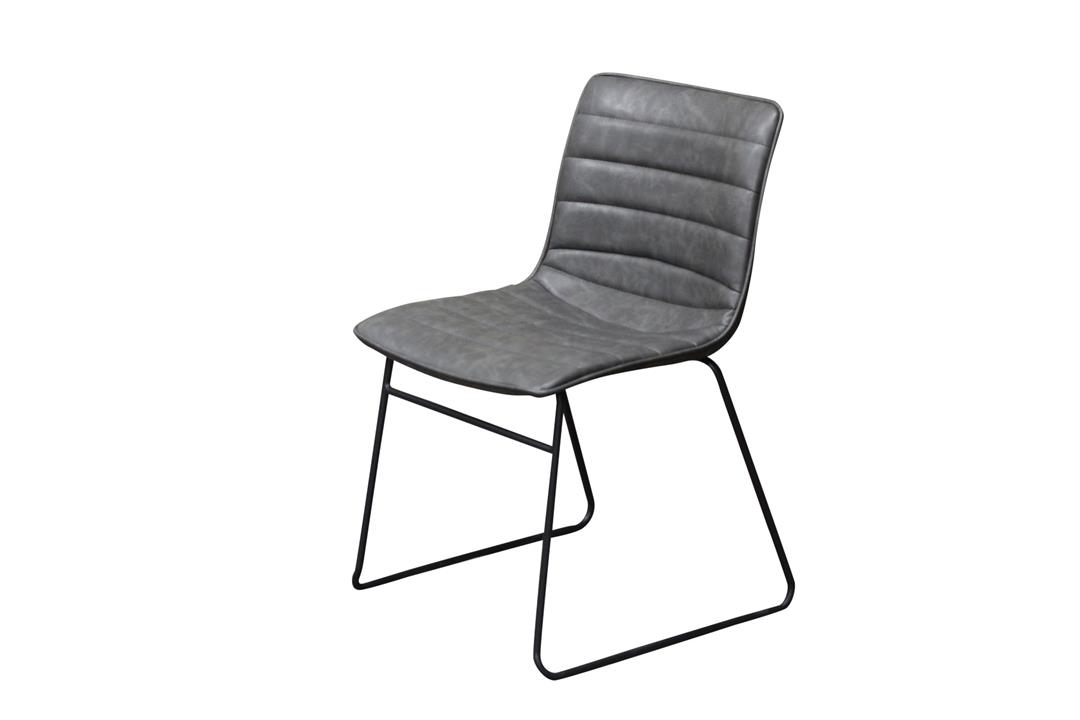 Cincinnati Dining Chair Upholstered In Grey Vintage Leather Look