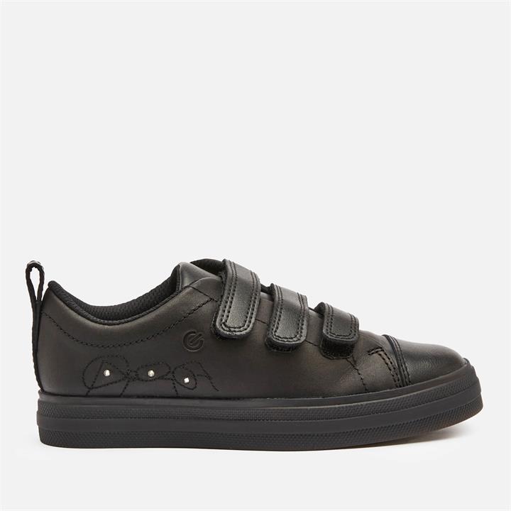 Clarks Flare Bright Kids' School Shoes - Black Leather - UK 1 Kids