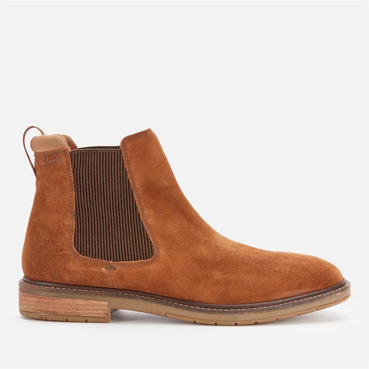 Clarks Men's Clarkdale Hall Suede Chelsea Boots - Cognac - UK 10