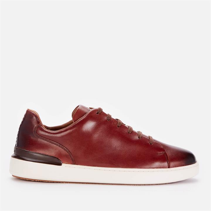 Clarks Men's Courtlite Lace Leather Cupsole Trainers - Dark Tan - UK 10
