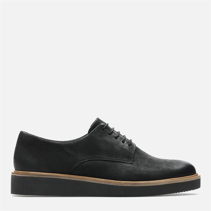 Clarks Women's Baille Stitch Nubuck Shoes - Black - UK 3