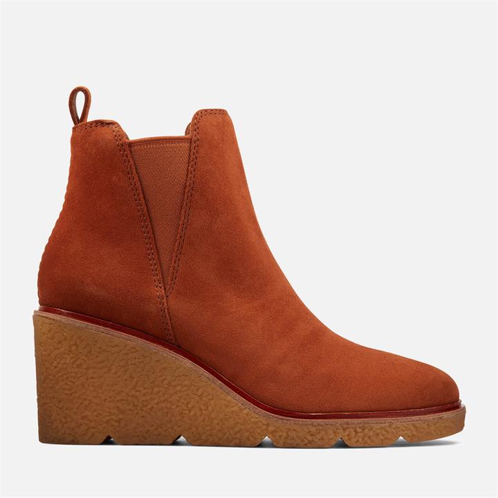 Clarks Women's Clarkford Top Suede Wedged Boots - Dark Tan - UK 4