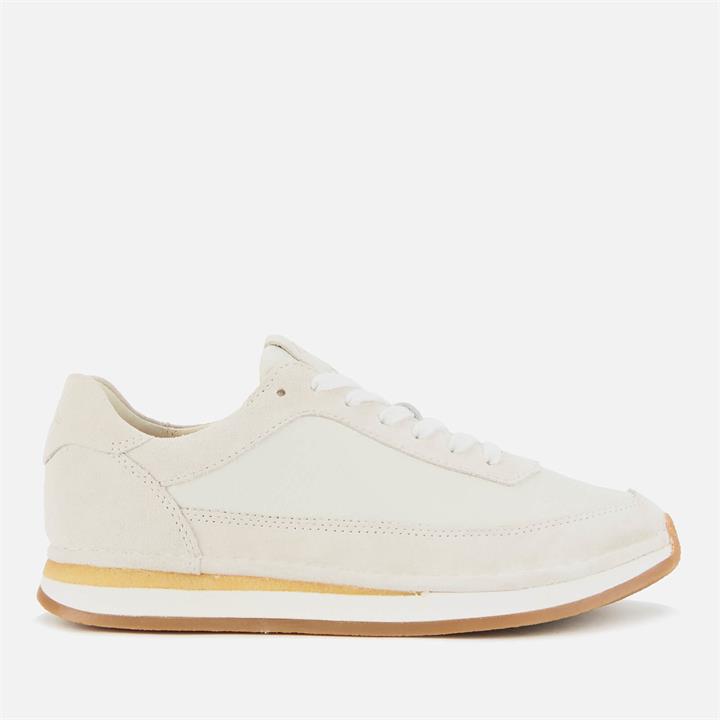 Clarks Women's Craftrun Lace Suede Running Style Trainers - White - UK 6