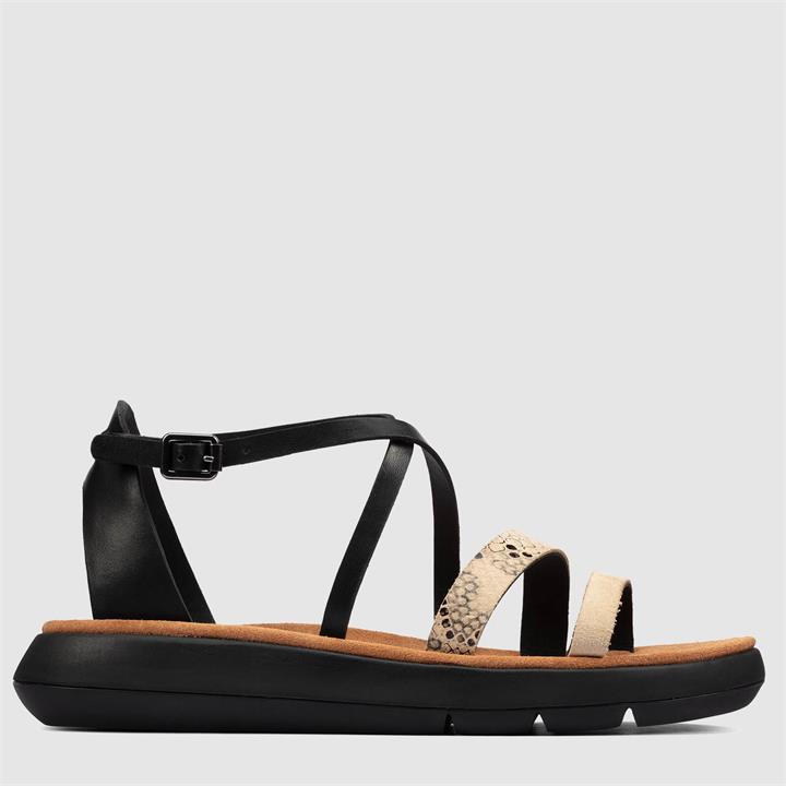 Clarks Women's Jemsa Strap Leather Sandals - Black Combi - UK 3