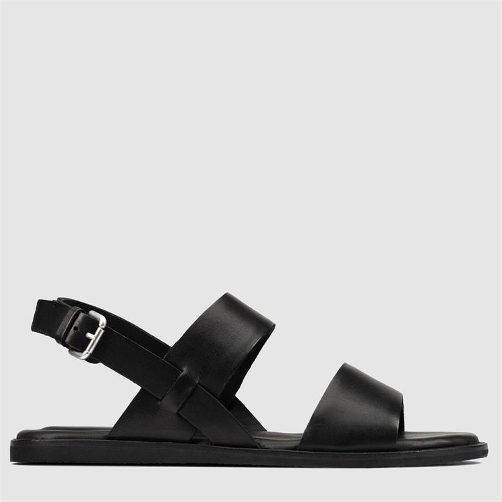 Clarks Women's Karsea Strap Leather Flat Sandals - Black - UK 3