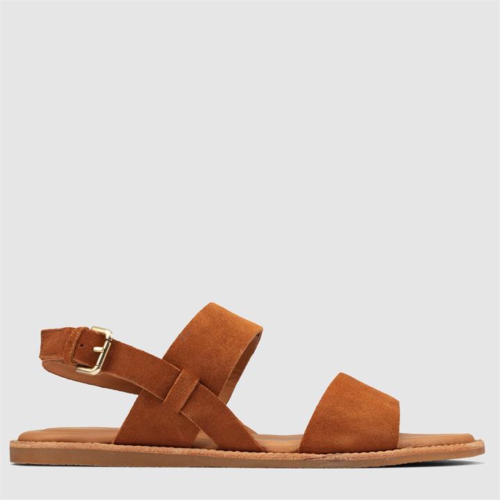 Clarks Women's Karsea Strap Leather Flat Sandals - Tan - UK 3