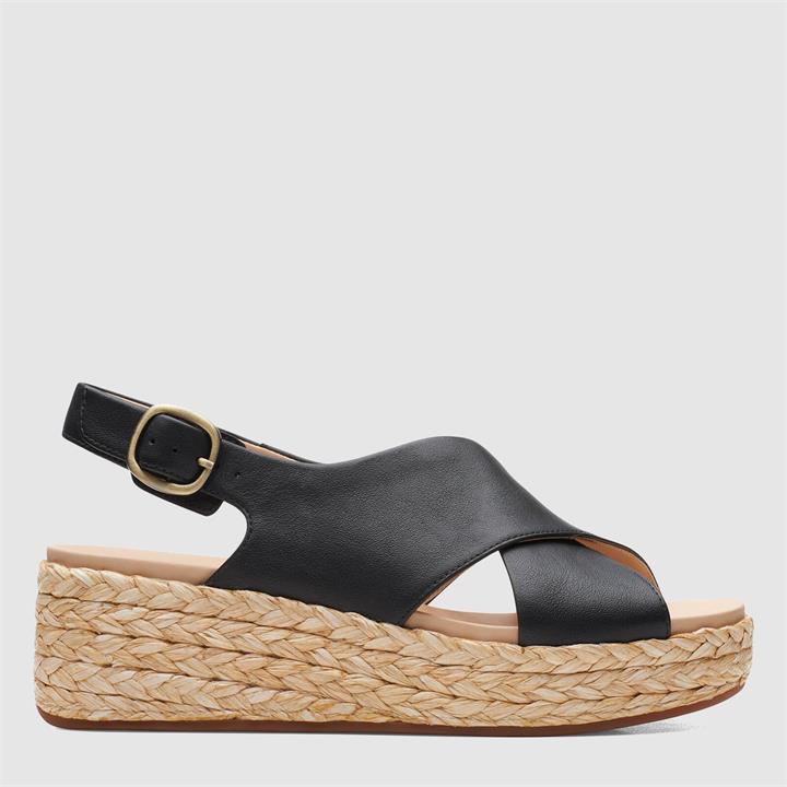 Clarks Women's Kimmei Cross Leather Wedged Sandals - Black - UK 3