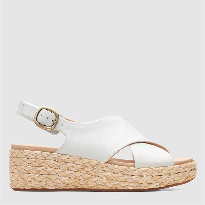 Clarks Women's Kimmei Cross Leather Wedged Sandals - White - UK 3