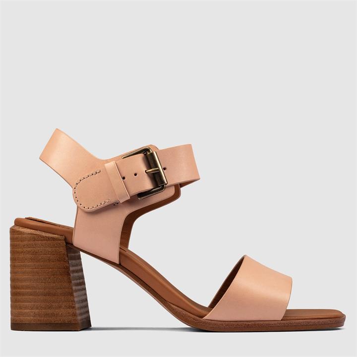 Clarks Women's Landra70 Strap Leather Heeled Sandals - Pale Pink - UK 3
