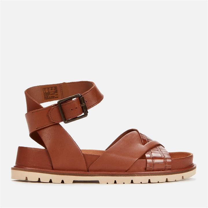 Clarks Women's Orianna Cross Leather Sandals - Dark Tan - UK 4