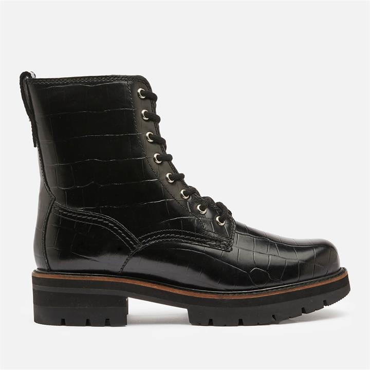Clarks Women's Orianna Hi Croc Lace Up Boots - Black - UK 4