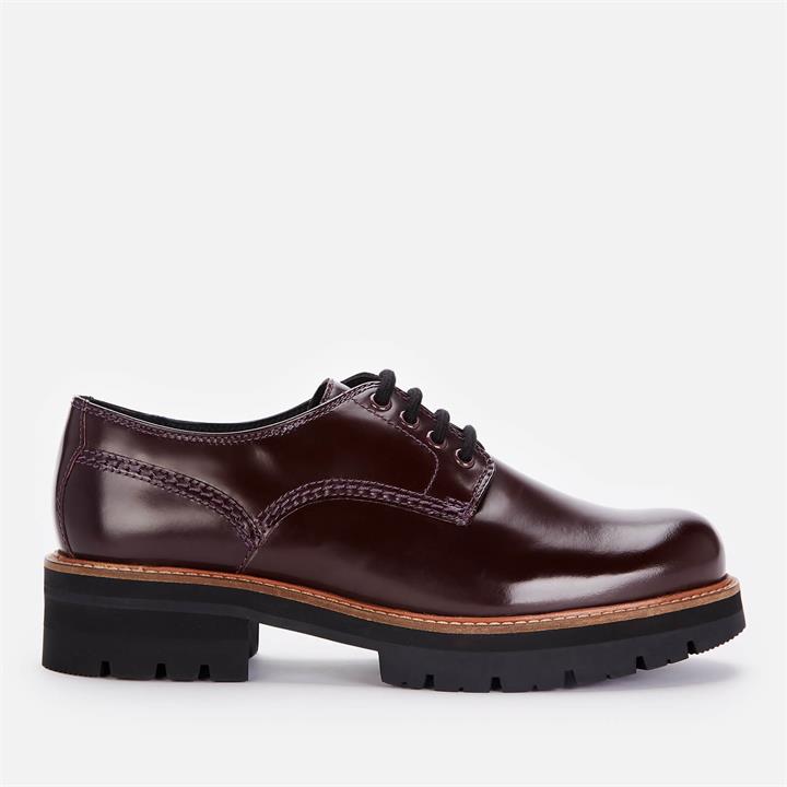 Clarks Women's Orianna Leather Chunky Derby Shoes - Burgundy - UK 7