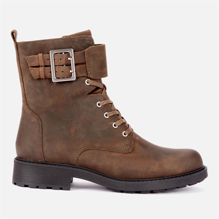 Clarks Women's Orinoco 2 Leather Lace Up Boots - Dark Olive - UK 7