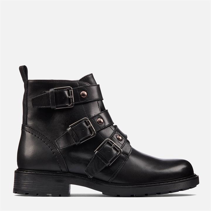 Clarks Women's Orinoco 2 Stud Leather Biker Boots - Black - UK 3
