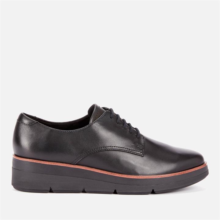 Clarks Women's Shaylin Lace Leather Shoes - Black - UK 3