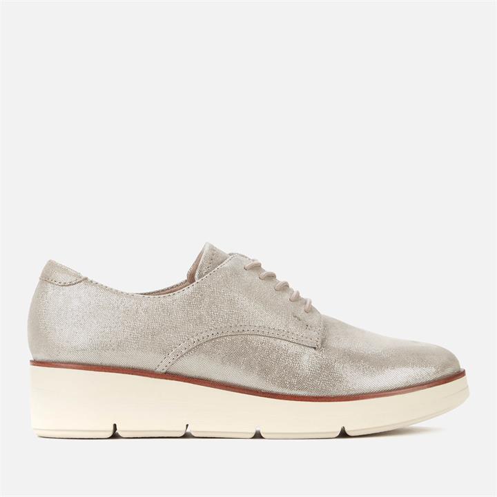 Clarks Women's Shaylin Lace Suede Flatform Shoes - Stone Metallic - UK 3