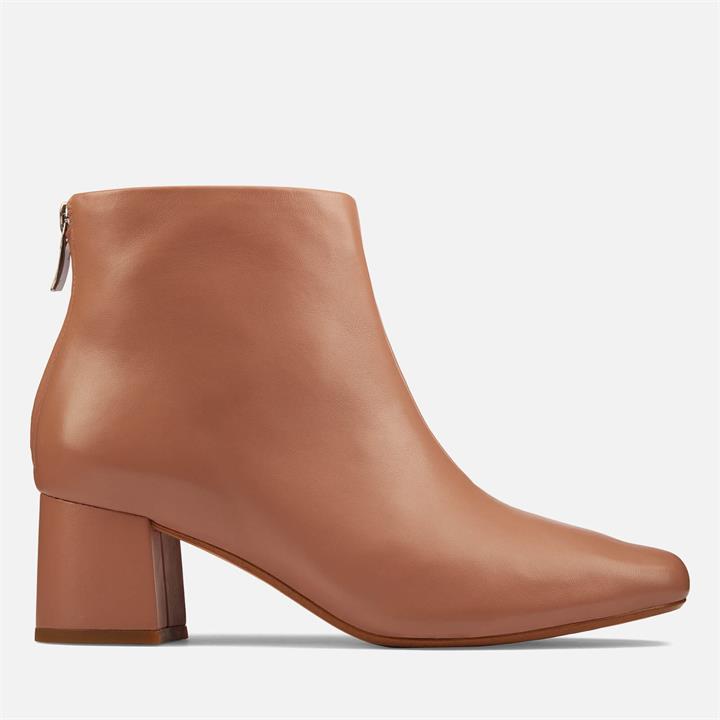 Clarks Women's Sheer 55 Zip Leather Heeled Ankle Boots - Praline - UK 3