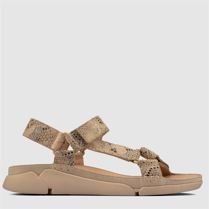 Clarks Women's Tri Sporty Sandals - Taupe Snake - UK 3