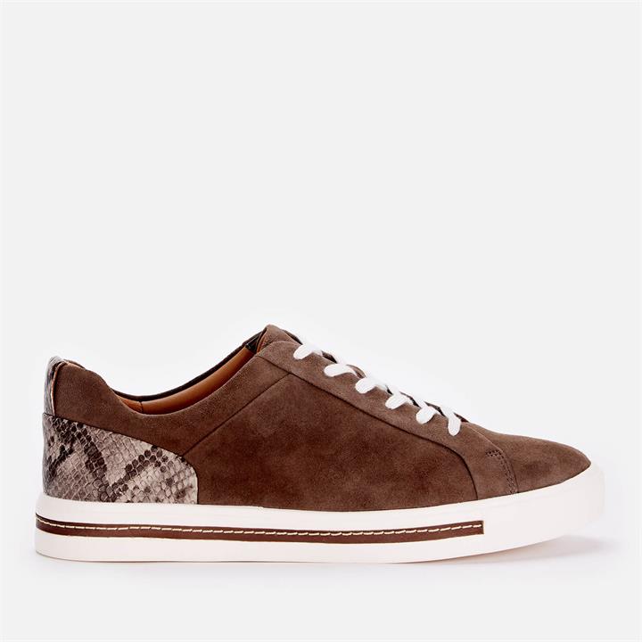 Clarks Women's Un Maui Lace Leather Cupsole Trainers - Taupe - UK 5