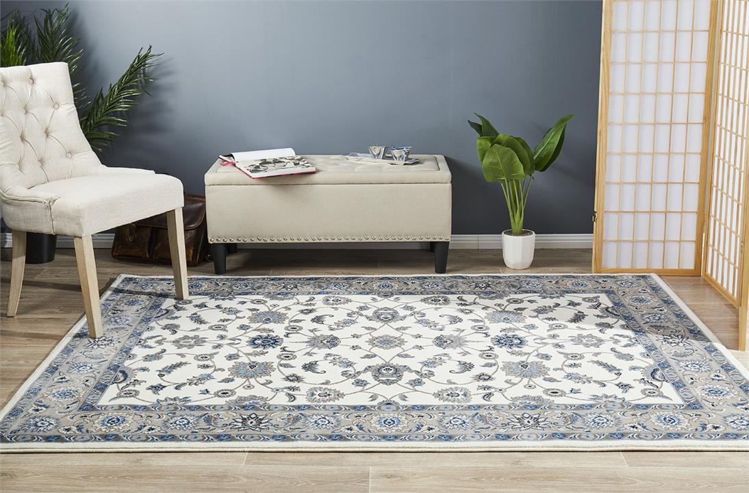 Classic Rug White with Beige Border 400x300cm
