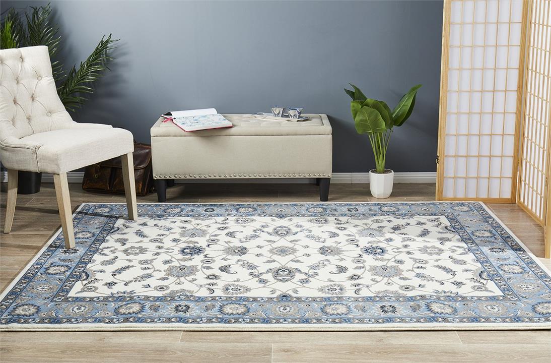 Classic Rug White with Blue Border 330x240cm