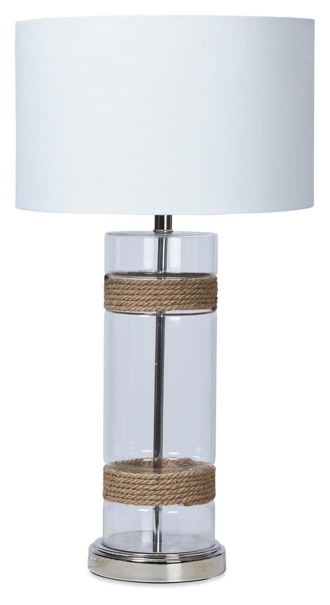 Clear Cylinder Glass Table Lamp with Rope Detail