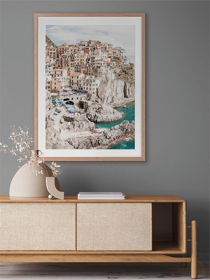 Cliffs of Cinque Terre - Frame Oak - With Mat - 84x105 - Portrait