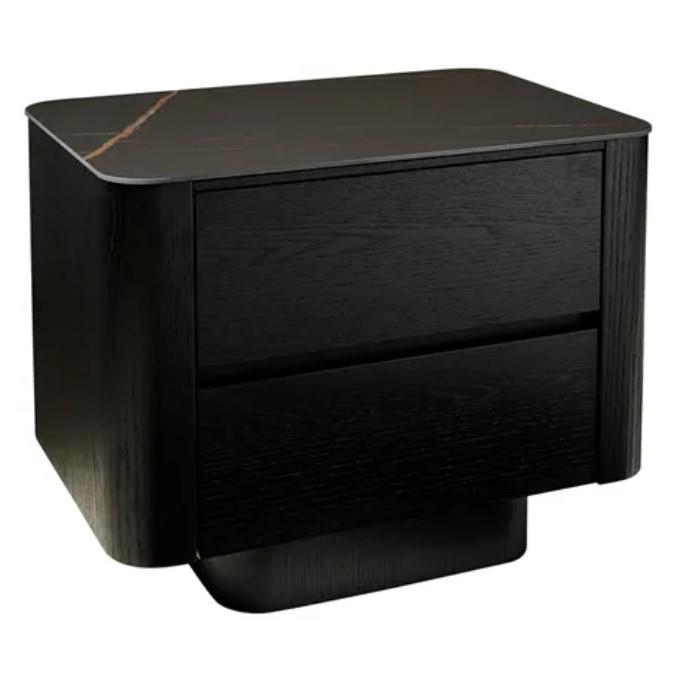 Clio Black Bedside-Black Marble Ceramic