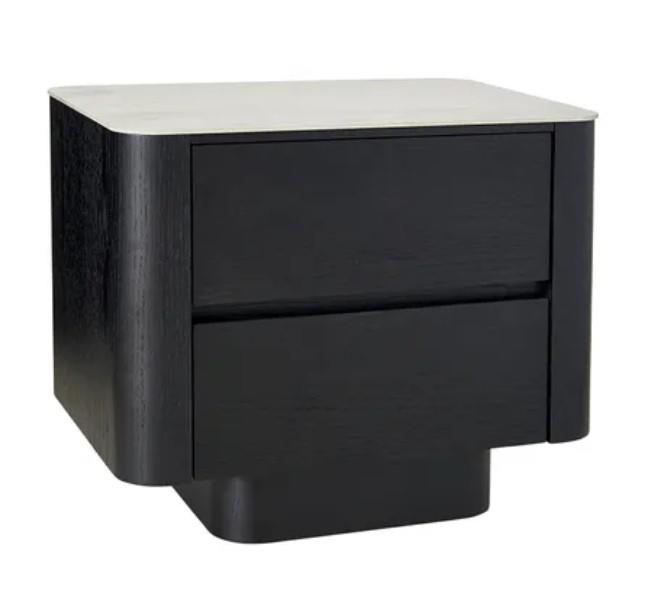 Clio Black Bedside With White Marble Ceramic
