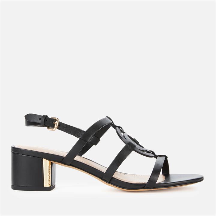 Coach Women's Edina Leather Block Heeled Sandals - Black - UK 4